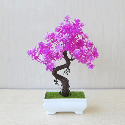 Miniature Artificial Bonsai Tree in Pot, Elegant Faux Plant Decoration for Home or Office, Desktop Zen Garden Ornament, Ideal for Indoor Use and Exhibitions