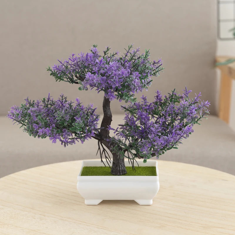 artificial bonsai tree decor, small plastic potted plant for home and office, fake plant desktop ornament, ideal for bridal showers, gardens, and outdoor exhibits