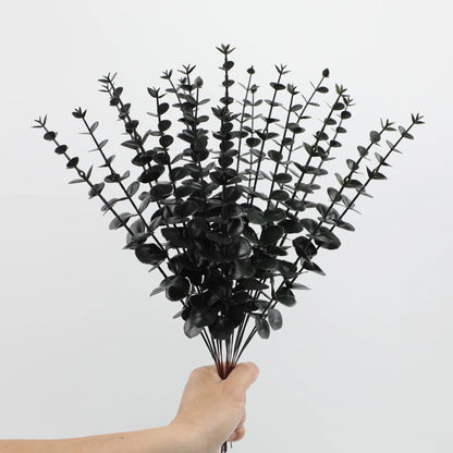 12 Artificial Eucalyptus Stems, Silver Dollar Greenery, Faux Branches for Wedding Bouquets, Floral Arrangements, Home and Outdoor Decoration, 12 Piece Set