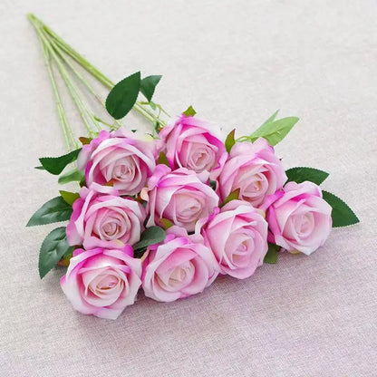 Artificial Velvet Rose Flowers Bouquet - Realistic Faux Red Roses for Weddings, Home Decoration, Indoor Decor, Anniversary, Birthday, Party, Bridal Shower