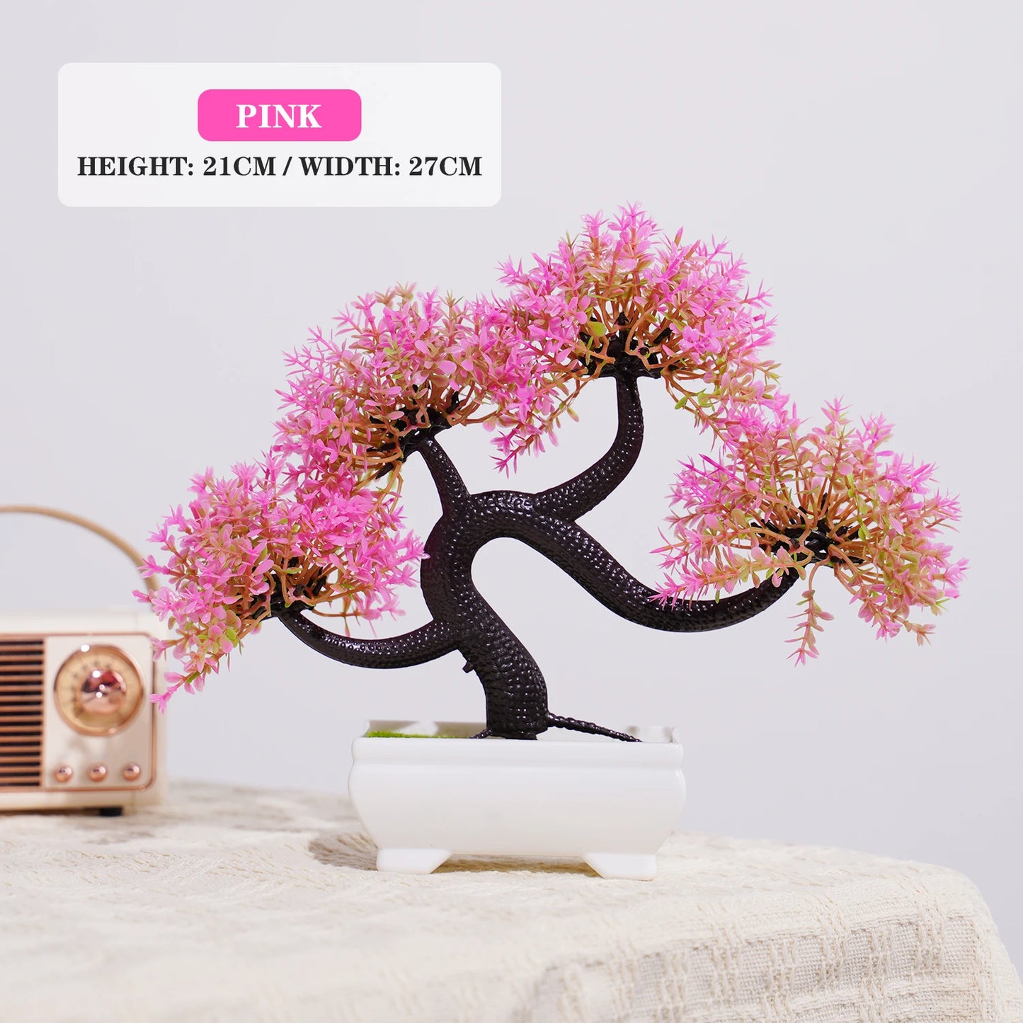 artificial bonsai tree with pot, small fake plant for table decor, plastic potted ornament for home office hotel garden decoration, outdoor use