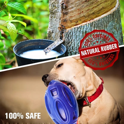 Interactive Squeaky Dog Toy Ball Rubber Rugby - Teeth Cleaning, Training, Outdoor Play Fun - Durable, Vibrant Colours: Rose Red, Sky Blue, Green, Perfect for All Dogs