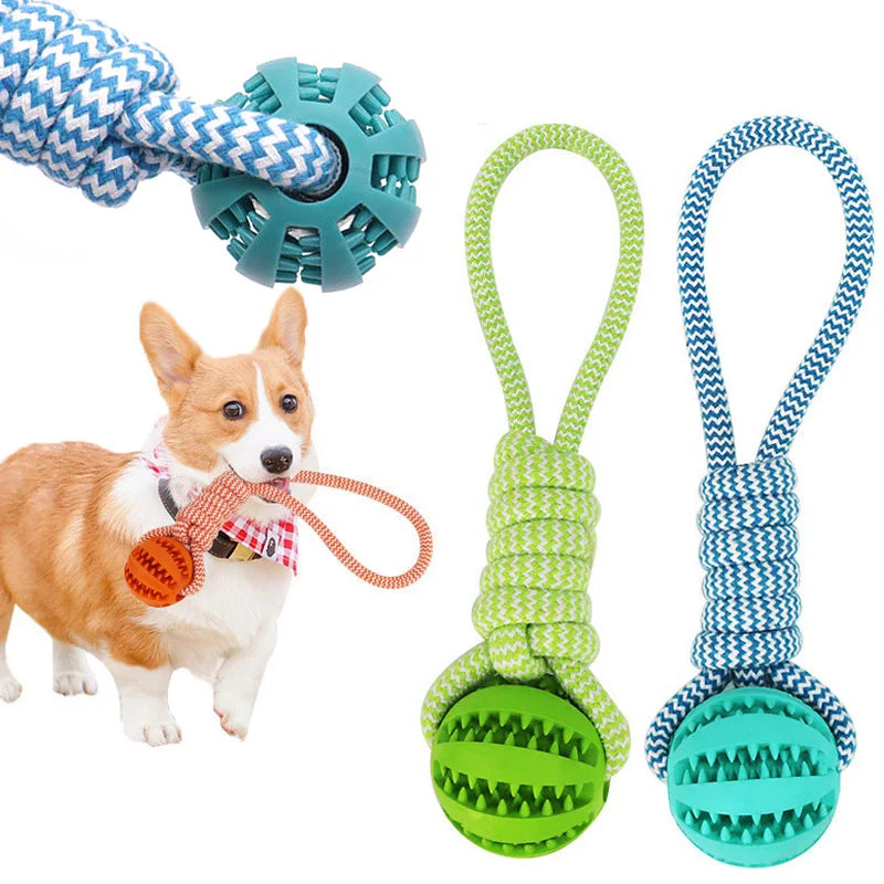 interactive dog rope & ball toy | durable chew & tug for exercise | bite resistant rubber for small to large dogs | promotes dental health & mental stimulation