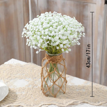 Artificial Baby's Breath Flowers 50pcs Real Touch Gypsophila Bouquet for Wedding Decoration, Home Decor, Bridal Shower, Party Celebrations, Indoor Faux Floral Accents