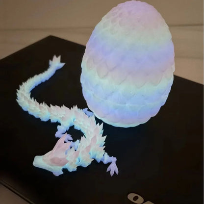 3D Printed Dragon Egg with Full Articulated Dragon Model Toy Ornament