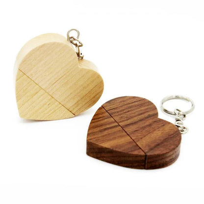 Personalised Wooden USB Stick 64GB | Heart-Shaped Wedding Photography Gift | Memory Storage for Computers, TVs & Cars | Unique Keepsake in Maple or Walnut Wood Box