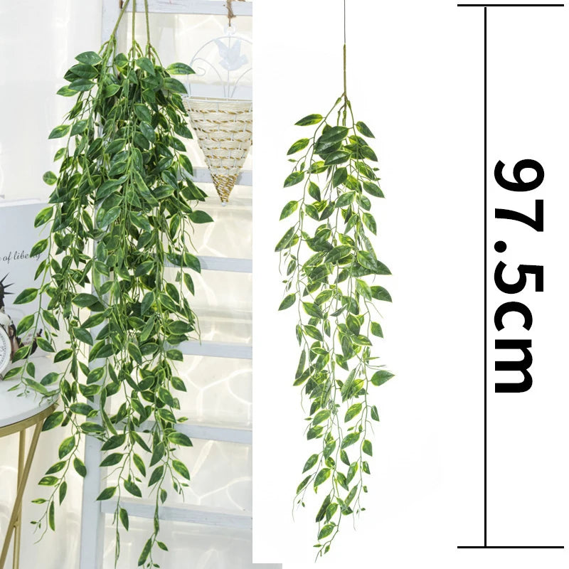artificial ivy garland rattan vine - home, bridal shower, outdoor decor - 2.1m/2.3m length, hanging fake foliage, greenery creeper, leaf wreath for exhibition use
