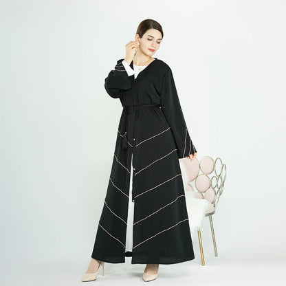 Dubai 2024 Luxury Opened Kimono Abaya Long Loose Dress Prayer Garment for Women - Elegant Party Kaftan, Modest Islamic Fashion, Spring Summer Wear, Sizes S-XXL