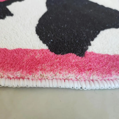 VIKAMA Heart Letter Creative Imitation Cashmere Bedroom Blanket Carpet for Home Decoration, Anti-Slip Bathroom Rug, Soft Children's Room Floor Mat