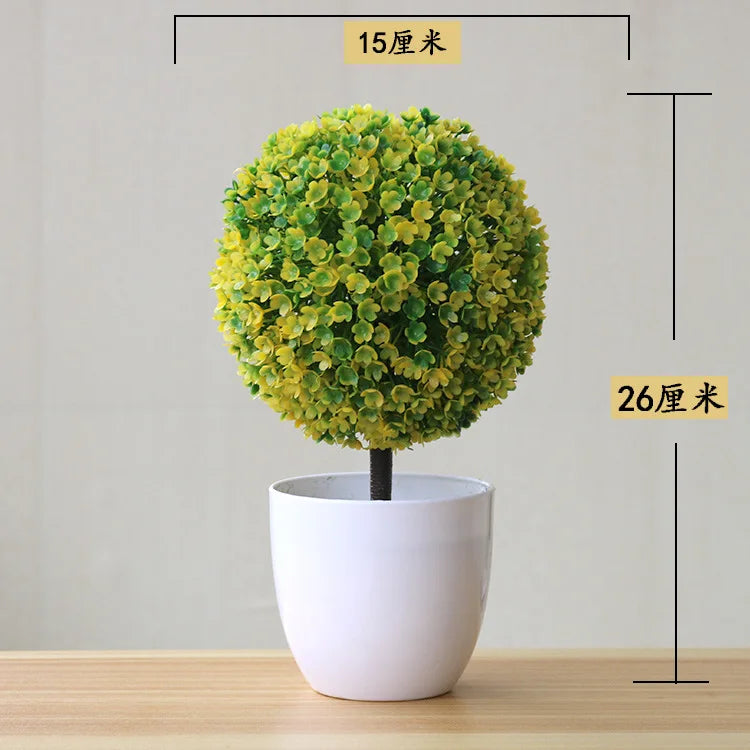 artificial bonsai tree decorative plant, plastic fake flowers with pot, desktop ornament for home, office, hotel, garden, anniversary, and exhibition use