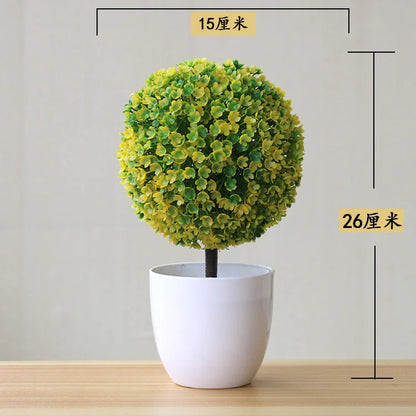 Artificial Bonsai Tree Decorative Plant, Plastic Fake Flowers with Pot, Desktop Ornament for Home, Office, Hotel, Garden, Anniversary, and Exhibition Use