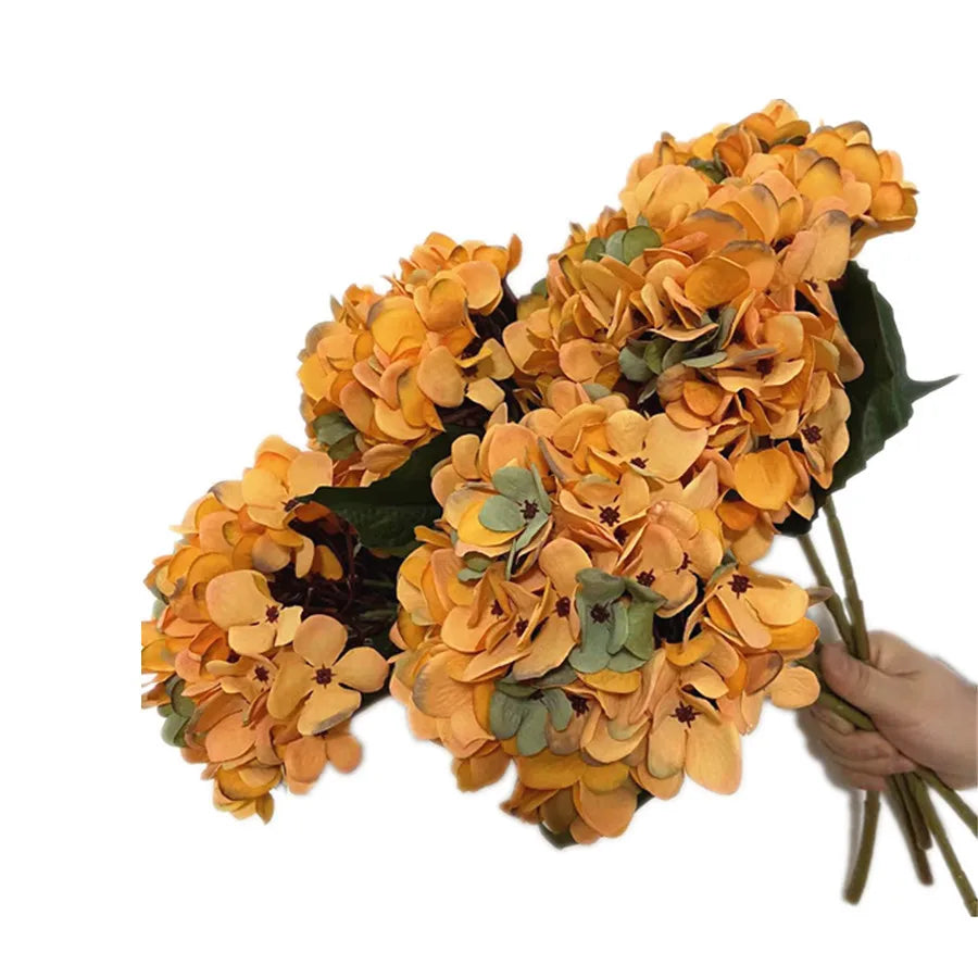 artificial hydrangea flower branch 44cm, colourful silk plastic decoration for weddings, anniversaries, home & hotel decor, indoor use, various colours available