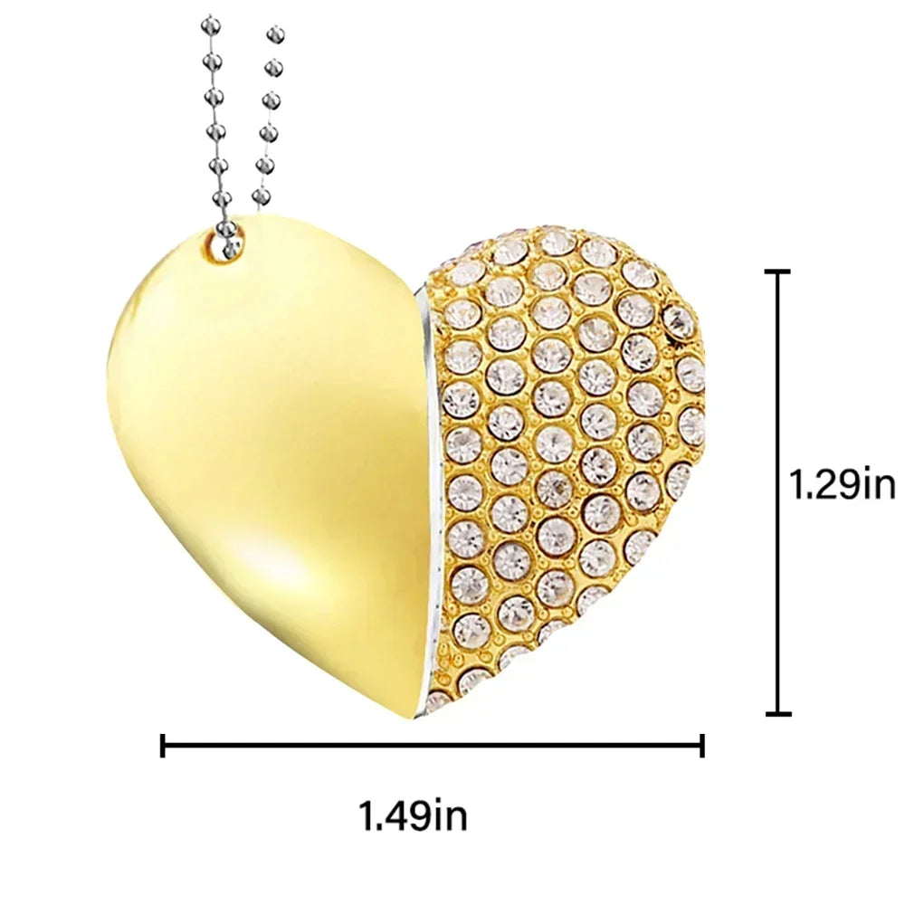 usb 3.0 metal diamond crystal heart pink box usb flash drive 16gb 32gb 64gb 128gb memory stick thumb drive creative gift u disk