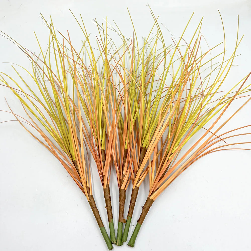 artificial grass plants set, plastic faux greenery for desktop and outdoor decoration, 5 pcs, ideal for home, garden, and exhibition use