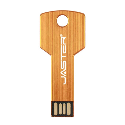 USB 2.0 Key Shape Flash Drive, Waterproof Metal Pen Drive, 4GB-64GB Memory Stick, Portable Data Storage for Business and Personal Use