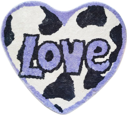 VIKAMA Heart Letter Creative Imitation Cashmere Bedroom Blanket Carpet for Home Decoration, Anti-Slip Bathroom Rug, Soft Children's Room Floor Mat