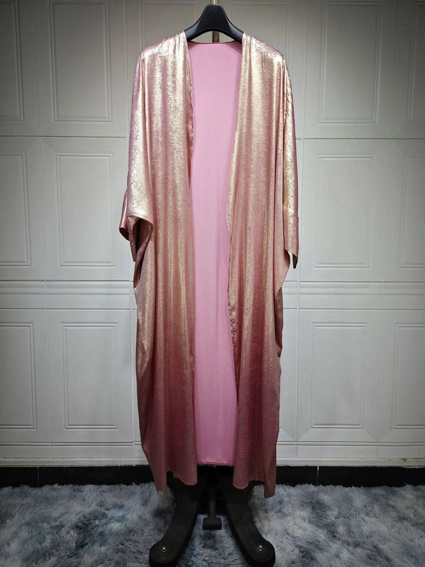 shiny satin batwing abaya caftan femme open abayas luxury kaftan for women dubai turkey kebaya outfit robe clothing musulmane - elegant and stylish fashion