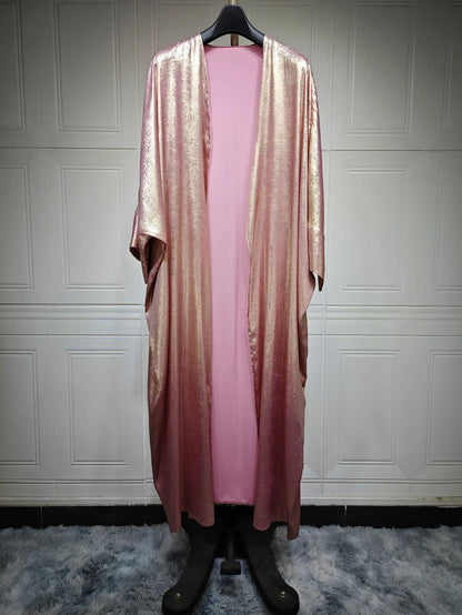 Shiny Satin Batwing Abaya Caftan Femme Open Abayas Luxury Kaftan for Women Dubai Turkey Kebaya Outfit Robe Clothing Musulmane - Elegant and Stylish Fashion