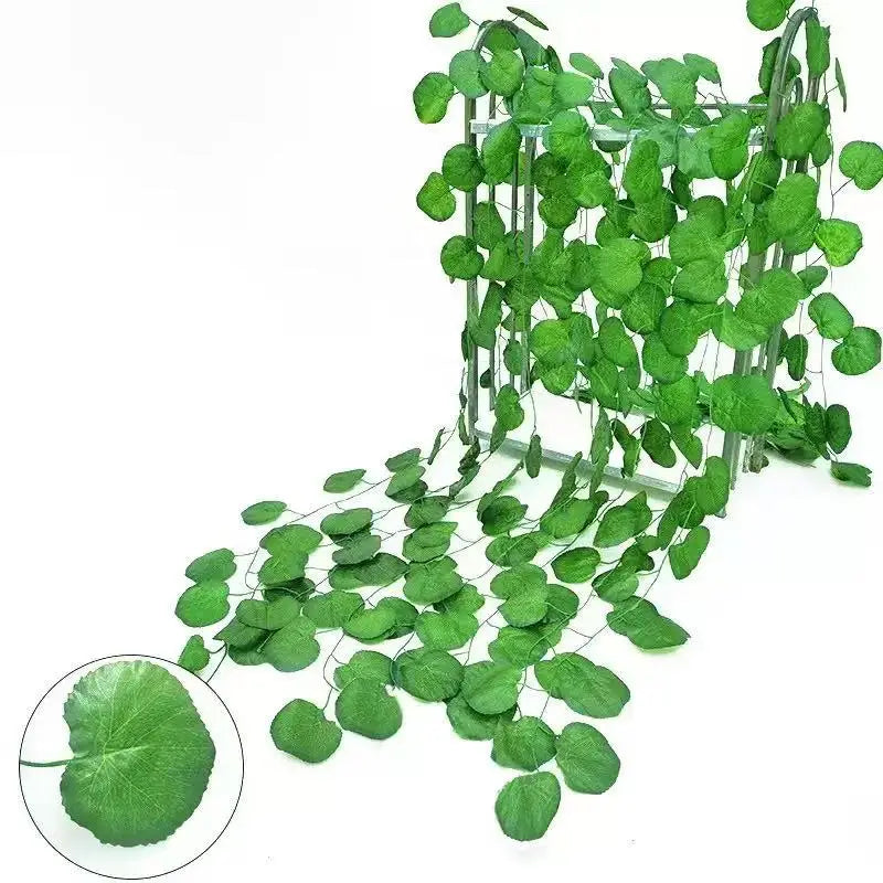 artificial green ivy leaf garland 2.1m, silk rattan hanging vine for wall decor, home and garden decoration, wedding party, outdoor exhibition, diy fake wreath leaves