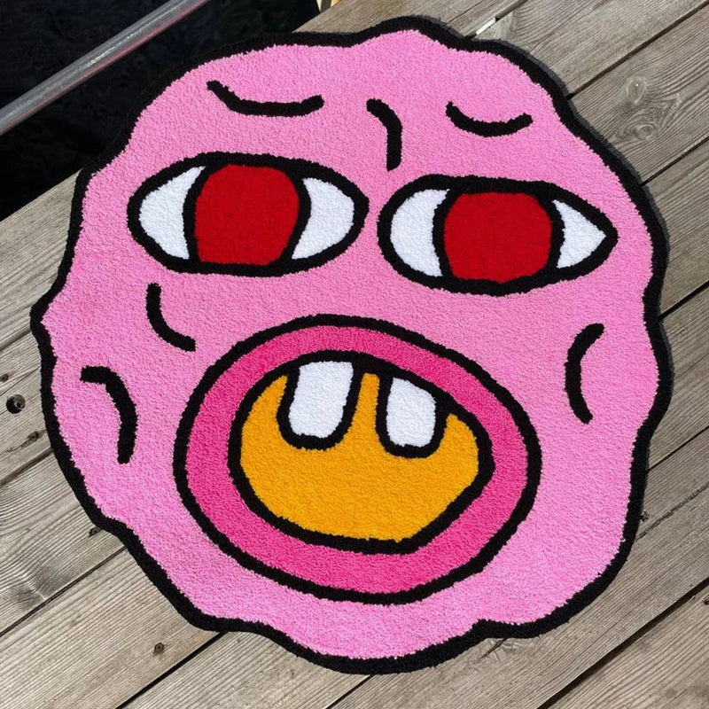cherry bomb anti-slip imitation cashmere rugs plush home door mat smiley pattern printing custom living room decor