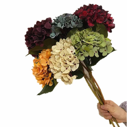 Artificial Hydrangea Flower Branch 44cm, Colourful Silk Plastic Decoration for Weddings, Anniversaries, Home & Hotel Decor, Indoor Use, Various Colours Available