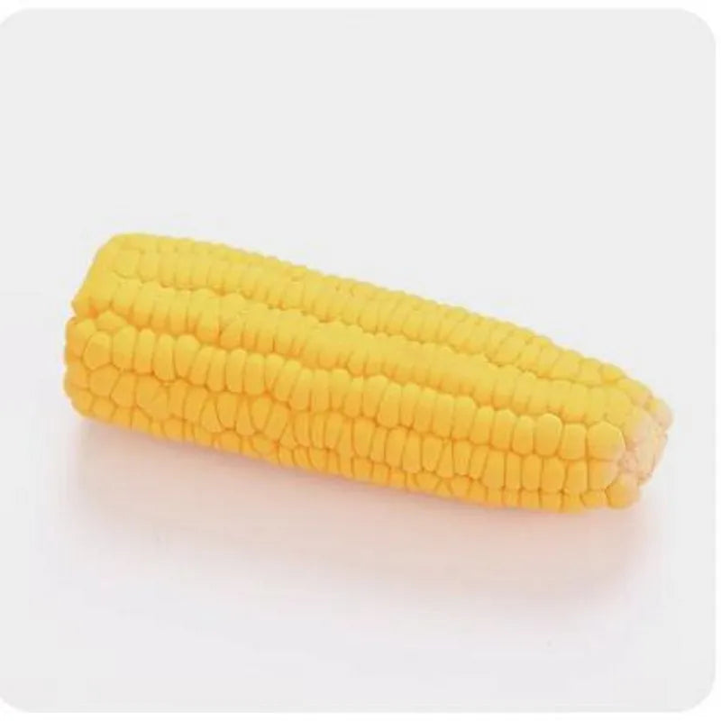 squeaky dog chew toy, corn-shaped, durable rubber & latex, engaging for small dogs, aids dental health, interactive pet supplies, ideal for training & play