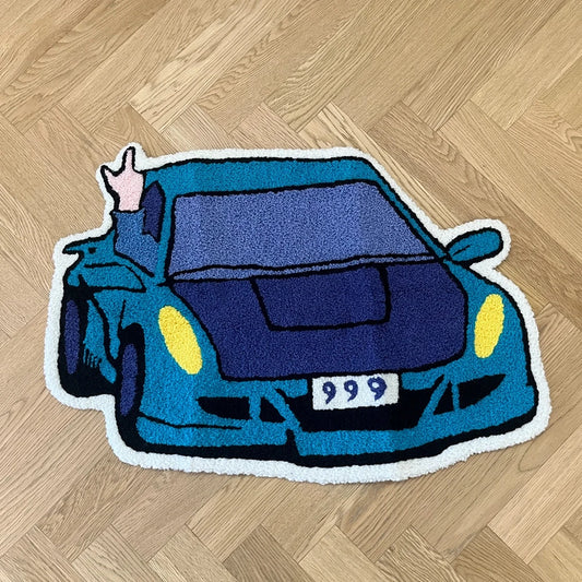 999 Sports Racing Car Shape Looped Velvet Rug Soft Anti Fouling Bathroom Floor Pad Bedroom Doormat Aesthetic Home Room Decor for Stylish Living Spaces