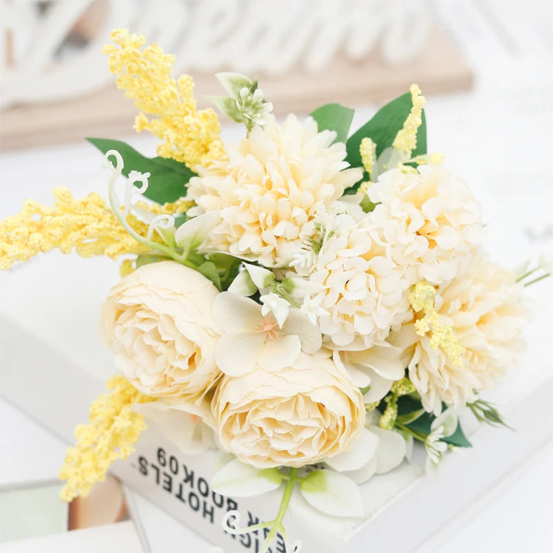 silk peony bouquet artificial flowers for weddings, home, garden decoration, floral arrangements, valentine's, birthday or anniversary gifts, 30cm long - 6 colours available