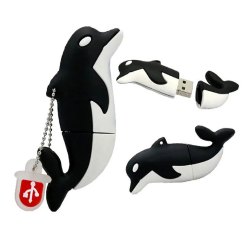 usb flash drive cartoon dolphin 4gb 8gb 16gb silicone fish memory stick usb 2.0 pen drive for car music, office, gifts - high speed storage device