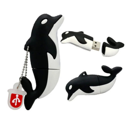 USB Flash Drive Cartoon Dolphin 4GB 8GB 16GB Silicone Fish Memory Stick USB 2.0 Pen Drive for Car Music, Office, Gifts - High Speed Storage Device