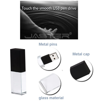 USB Flash Drive 128GB Crystal Design, Waterproof Memory Stick, Rose Gold USB 2.0 Thumb Drive, Stylish Storage for Business Gifts & Data Transfer, 16GB 32GB 64GB Options