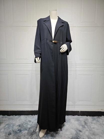 Abaya Dubai Luxury Elegant Arabian Kaftan Coat Black White Cardigan for Women - Stylish Modest Wear for Formal & Casual Occasions in High-Quality Ice Silk