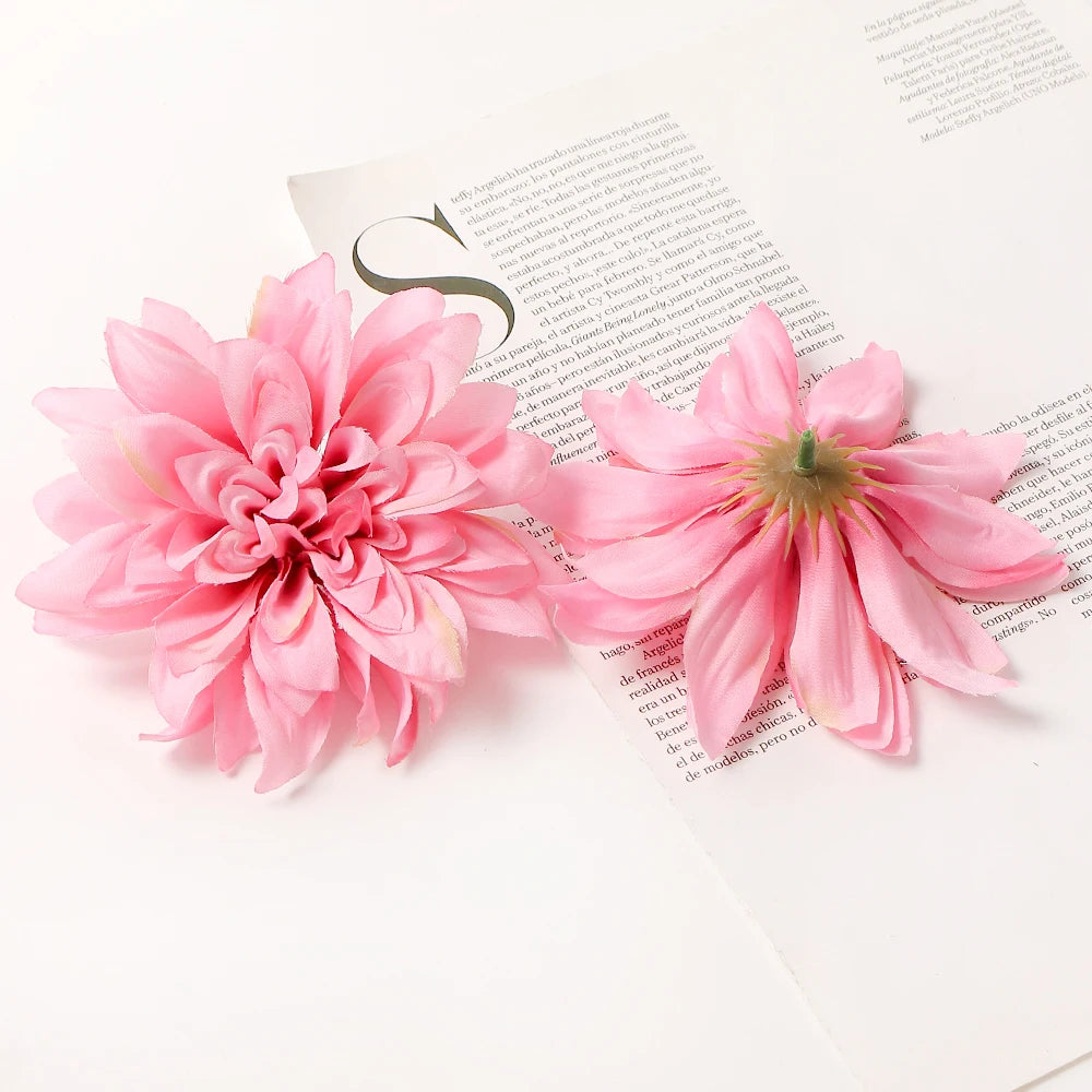 artificial silk dahlia flower heads 5-pack - home, wedding, party decoration, indoor faux floral accessories for anniversaries, birthdays, bridal showers