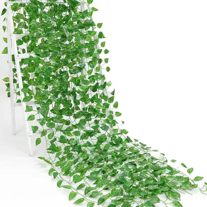 Artificial Ivy Garland Rattan Vine - Home, Bridal Shower, Outdoor Decor - 2.1M/2.3M Length, Hanging Fake Foliage, Greenery Creeper, Leaf Wreath for Exhibition Use