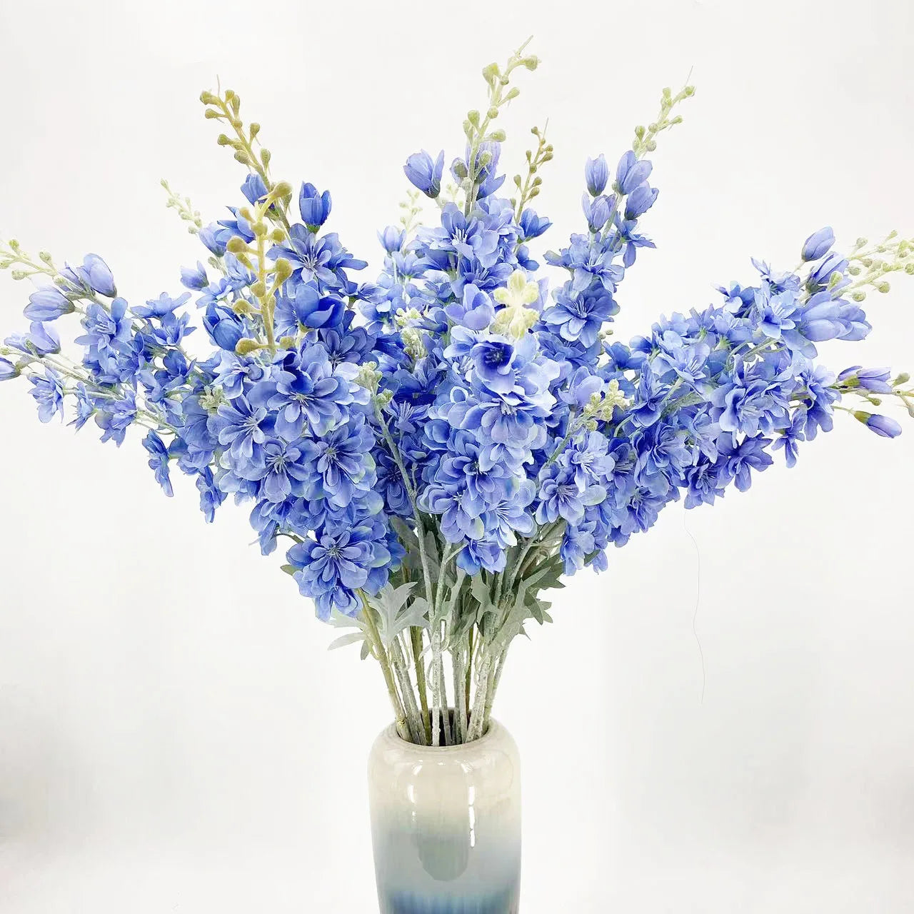 silk delphinium artificial flower bouquet for home wedding hotel decoration - elegant indoor floral arrangement for anniversary, baby shower, housewarming, birthday celebrations