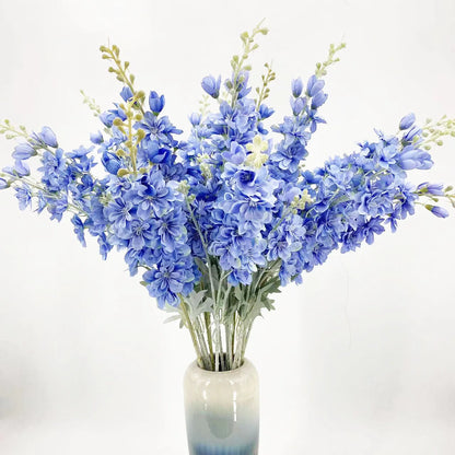 Silk Delphinium Artificial Flower Bouquet for Home Wedding Hotel Decoration - Elegant Indoor Floral Arrangement for Anniversary, Baby Shower, Housewarming, Birthday Celebrations