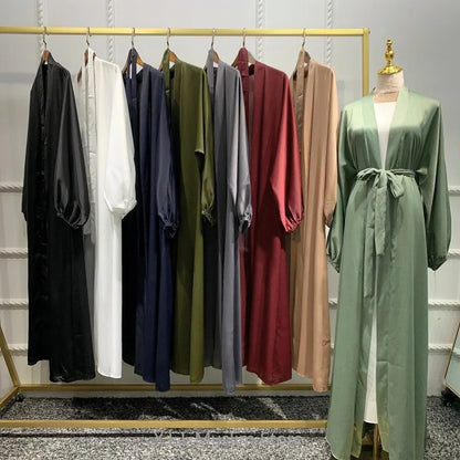 Prayer Clothes Women Satin Cardigan Robe Islamic Long-Sleeved Dress 2024 - Modest Fashion, Comfortable Fit, Ideal for Daily Wear and Special Occasions