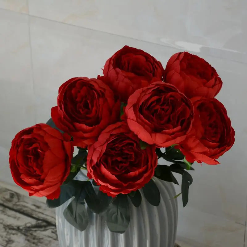silk artificial peony bouquet, 7-head flower branch, 45 cm, pink blue red white, home decor, wedding & anniversary decoration, indoor use, party & office display