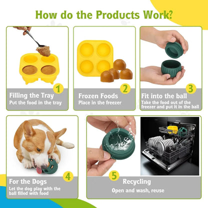 Durable Interactive Dog Treat Dispenser Toy, Treat-Fillable Chew Ball for Dogs, Easy-Clean Puzzle Toy, Stimulates Minds, Non-Electrical Indoor Fun, Promotes Dental Health