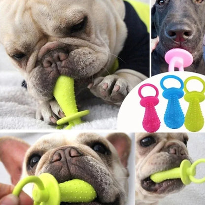 Rubber Pacifier Ring Chew Toy for Small Dogs | Durable Bite-Resistant | Promotes Dental Health | Puppy Training Aid | Random Colourful Selection