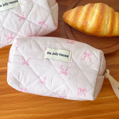 1pcs Cotton Blue Flower Women Cosmetic Bag Fabric Storage Bags Small Big Capacity Travel Organzier Pouch Women Makeup Case