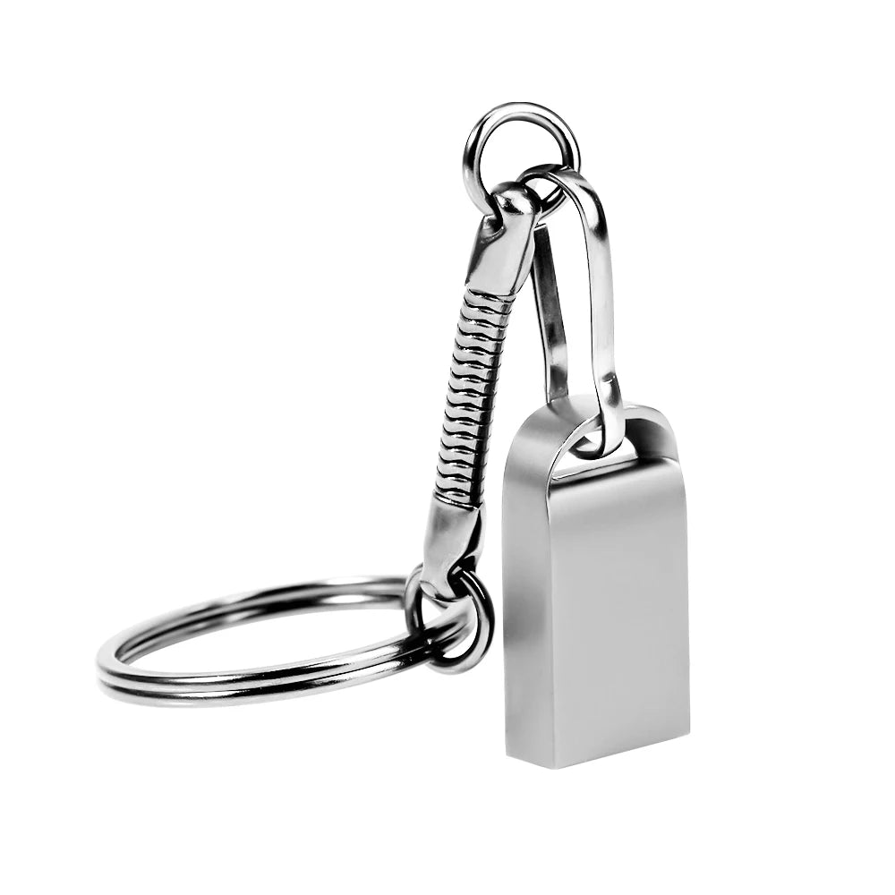 mini metal usb flash drive 128gb - silver waterproof memory stick for laptop, car, tv - creative gift with free key ring - multiple capacities available