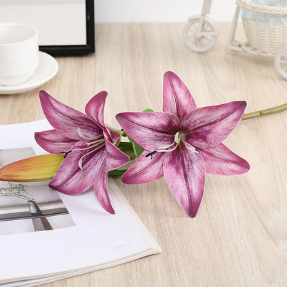 3D Printed White Lily Artificial Flower Branches for Weddings, Home & Garden Decoration - Ideal for Anniversaries, Birthdays, Indoor Use, Plastic Material