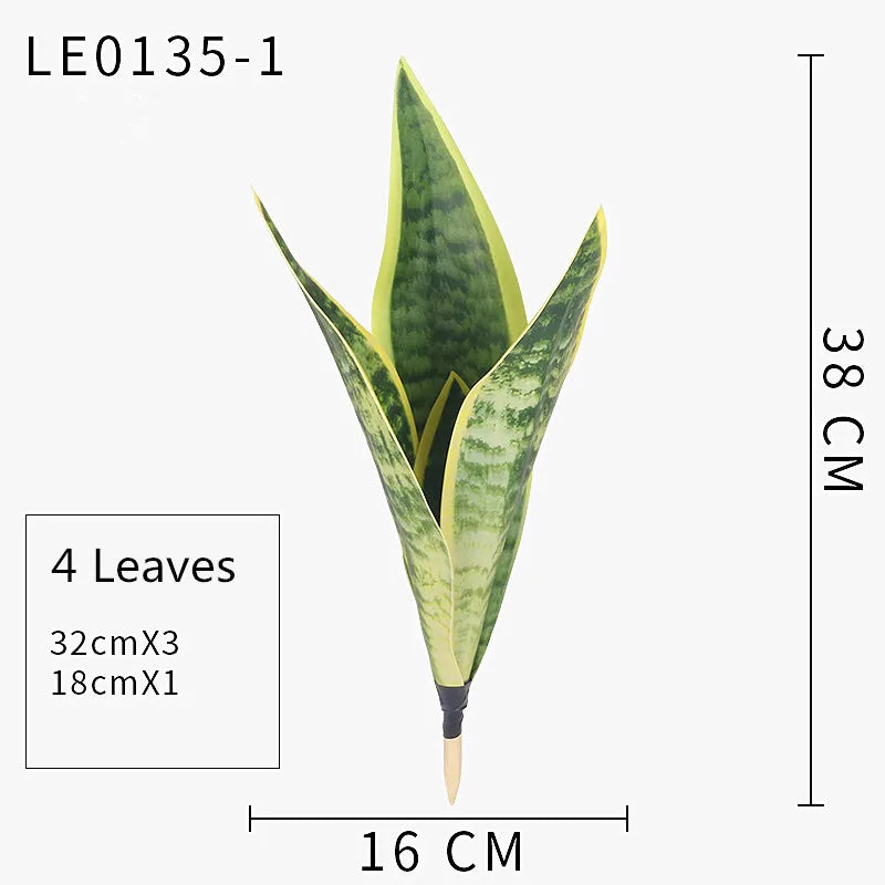 artificial sansevieria plants 38cm - real touch plastic green long leaf, desktop home office decoration, tropical palm style, ideal for anniversary & hawaiian party decor