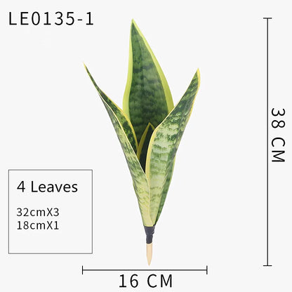 Artificial Sansevieria Plants 38CM - Real Touch Plastic Green Long Leaf, Desktop Home Office Decoration, Tropical Palm Style, Ideal for Anniversary & Hawaiian Party Decor