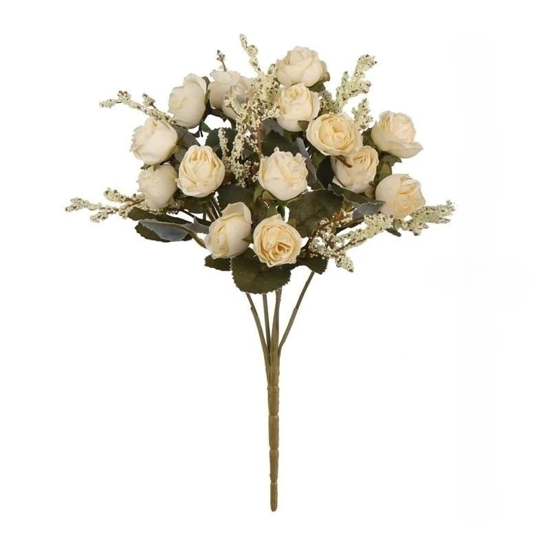 artificial silk rose flower bouquet, 15 heads, champagne blue, handmade fabric, perfect for weddings, parties, anniversaries, birthdays, bridal showers, indoor home décor