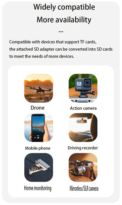 100% Genuine Micro TF 64GB SD Card Class 10 High Speed Memory Card for Mobile Phones UAV and More - Supports 128GB 32GB 16GB 8GB Flash Storage
