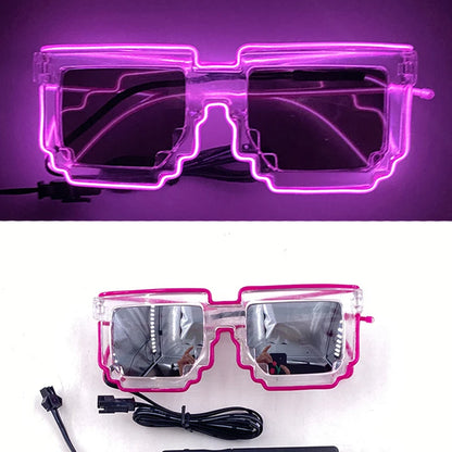 Funny Light Up Glasses Luminous LED Mosaic Glasses for Men and Women - Halloween Party Supplies, Glowing Neon Gafas for Festive Celebrations