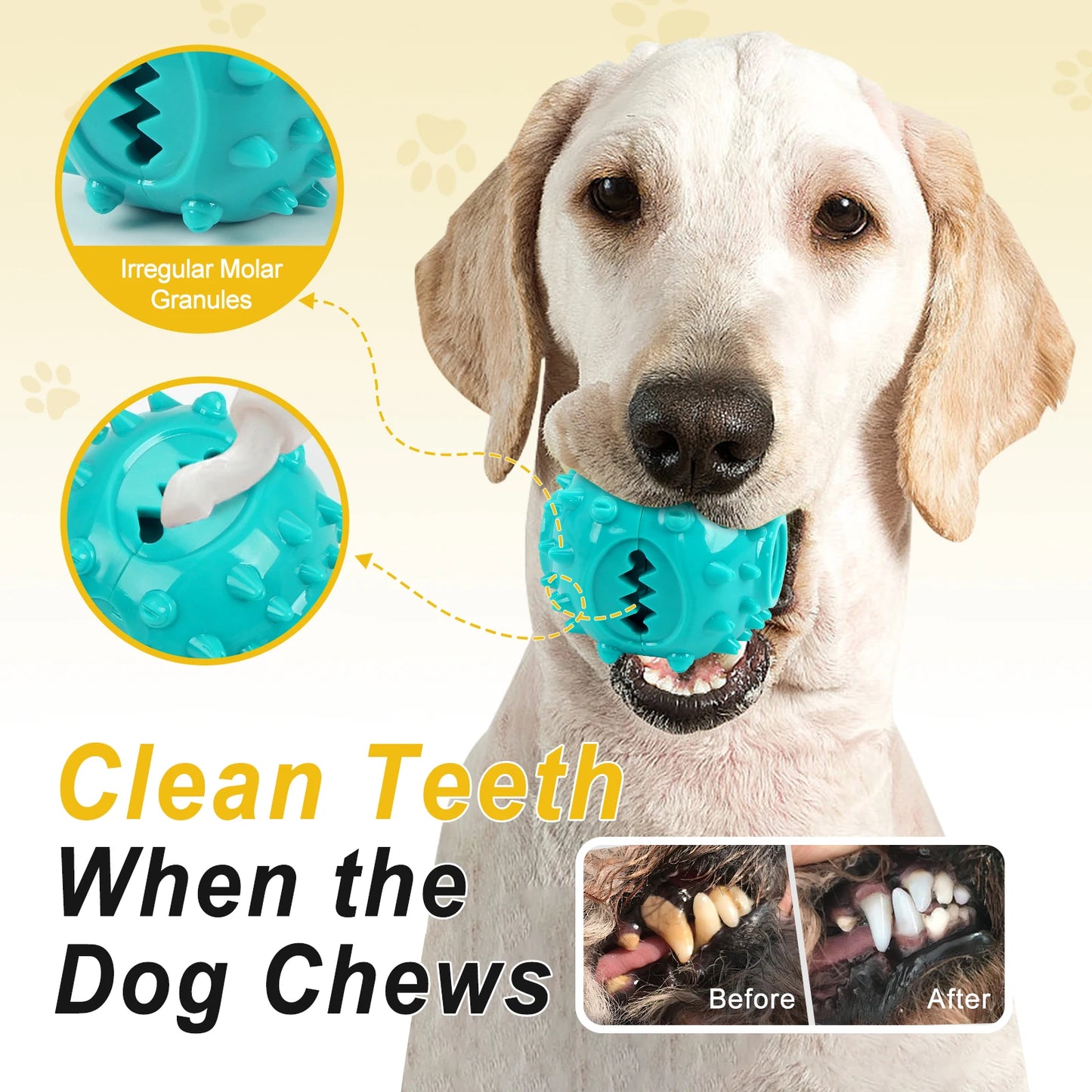 durable rubber dog chew toy for teeth cleaning and anti-bite training, interactive slow feeder and food dispenser, pet play ball for small to medium dogs