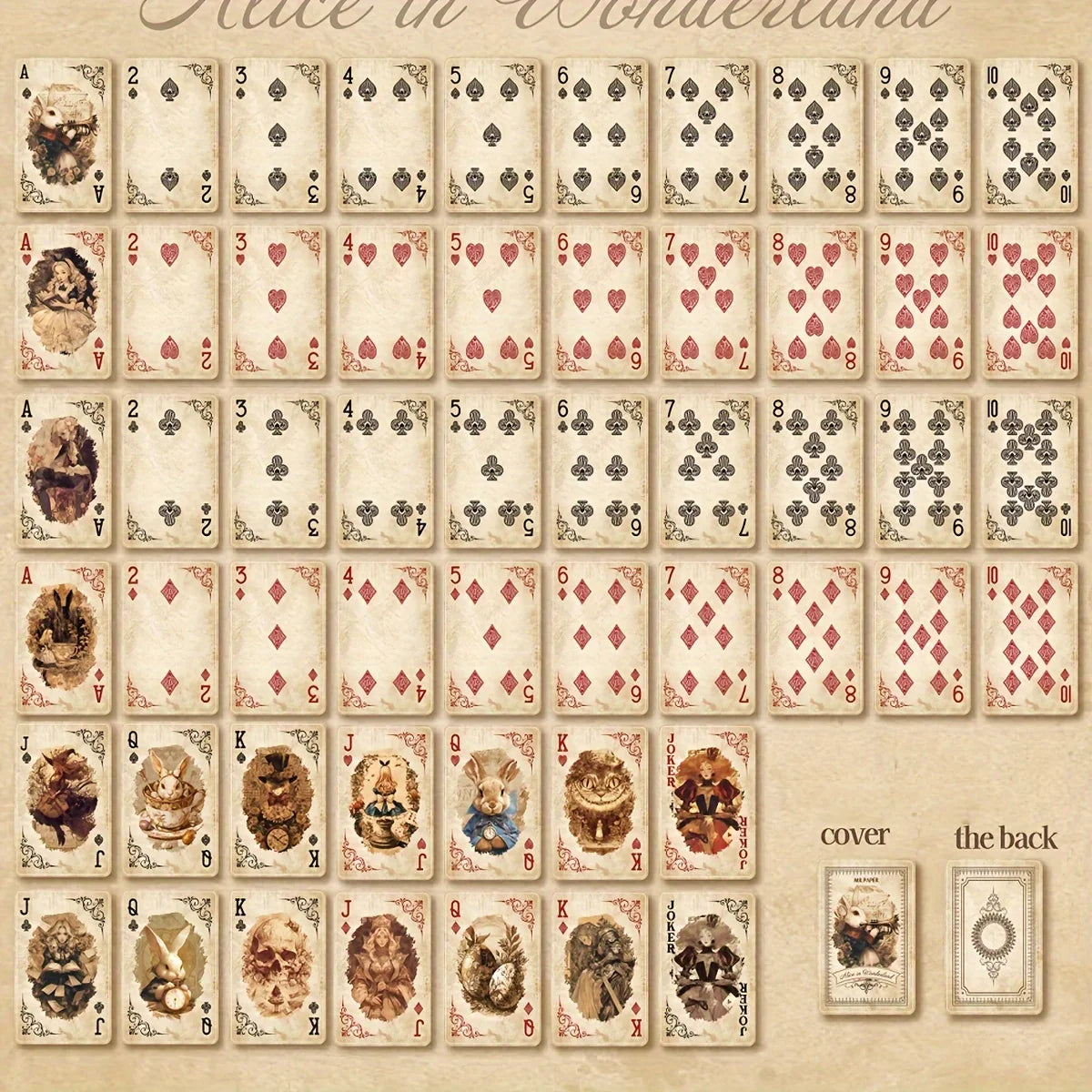 alice series retro poker cards thick anti-slip frosted finish for family games - durable plastic, fun design for game nights, collectibles, ideal gift for friends and family